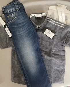 Emporio Armani Authentic Boys Jeans And Shirt NWT 4y - Picture 1 of 22