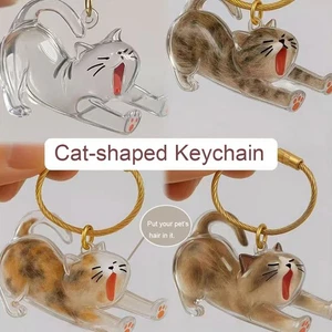 2X Cat Hair PVC Storage Keychain for Collecting Cat/Dog Hair Pendants Memorial - Picture 1 of 15