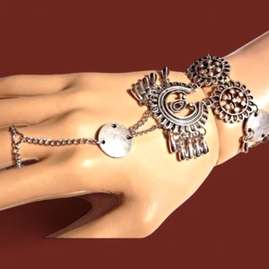PULSERA DE PLATA BOHEMIO ESCLAVO monedas gitano boho tibetano étnico anillo de puño nuevo D2 - Imagen 1 de 4
