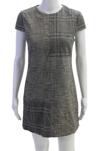 Alice + Olivia, Damen schwarz kariertes Etuikleid Kurzarm Reißverschluss Größe 2 - Bild 1 von 7
