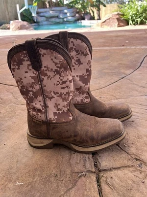 Botas de caubói juvenil Durango couro marrom/camuflagem biqueira quadrada - Imagem 1 de 4