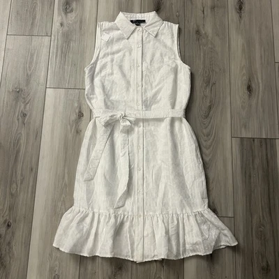 Vestido Be by Chetta B Blanco Volantes Corbata Cintura Forrado Talla 4  Foto 1 de 4