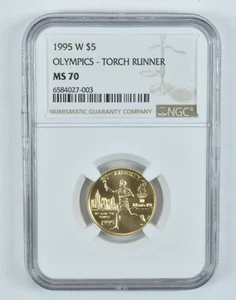 MS70 1995-W $5 Olympics Torch Runner Commemorative US Gold Coin NGC *863 - Picture 1 of 3