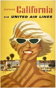Original Vintage Poster SOUTHERN CALIFORNIA UNITED AIR LINES Airline No Plane OL - Picture 1 of 5