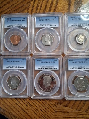 1980-S 6 Coin Proof Date Set PCGS PR69 DCAM - Image 1 of 2