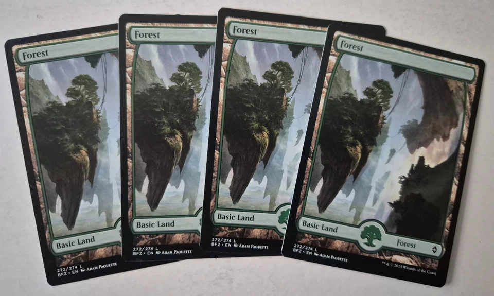 Magic The Gathering - MTG - Forest - Battle for Zendikar - Full Art x 4 - NM - Image 1 of 1