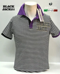 POLO MEZZA MANICA BLACK JACK21 STRETCH RIGO BIANCO E NERO SLIM MIS. L (LARGE) - Imagen 1 de 4