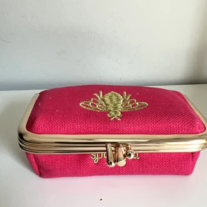 Spartina 449 Pink Gold Metal Bee Manicure Nail Care Kit Mirror Travel Makeup Bag - Picture 1 of 6