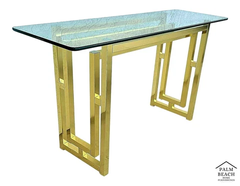 Mid Century Modern Metal and Glass Console Table 52" Cover