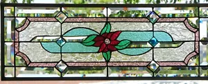 Stained Glass Transom window HANGING PANEL 28 X 11 incl hooks - Picture 1 of 4