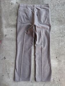 True Vintage 1960s Levis Sta-Prest Bootcut Flared Plaid Slacks Pants Big E 32x32