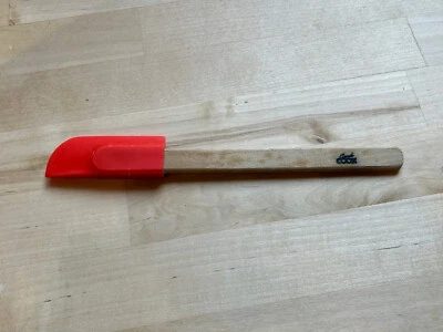 Goodcook Orange Silicone Rubber Spatula Heat Resistant Bamboo Handle- 1" x 8.5" - Image 1 of 3