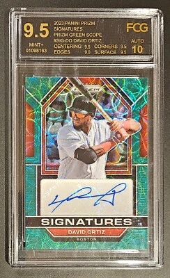 Mira telescópica verde David Ortiz 2023 PANINI PRIZM Signatures RED SOX * FCG 9.5 automático 10 * Foto 1 de 2