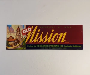 Etichetta scatola cassa marca Old Mission originale vintage anni 50 mai usata - Foto 1 di 3