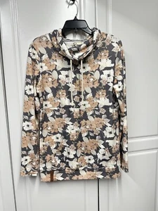 Ampersand Avenue Ave Women's Cowl Neck Floral Pullover Sweatshirt Medium - Picture 1 of 10