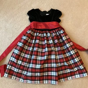 JAYNE COPELAND 4 GIRLS HOLIDAY SEASON/ PARTY DRESS, VELOUR TOP, PLAID SKIRT - Picture 1 of 4