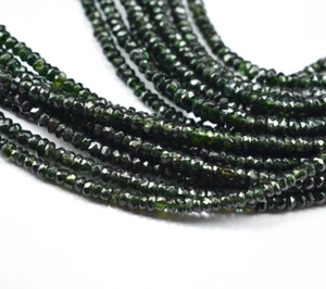 4mm Natural Green Tourmaline Faceted Rondelle Gemstone Beads 16 Inch Strand - Picture 1 of 7