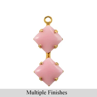 6毫米粉色玻璃方石1环双套装 — 第 1/4 张图片