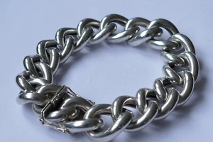 Armband große Glieder 835 Silber schlicht zeitlos Vintage um 1970 bracelet - Bild 1 von 8