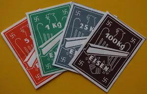 Lotto di 1, 5, 25 e 100 Kg di ferro 1939-1945 Notgelds - #B4a - Foto 1 di 5