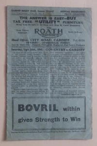 Cardiff v Coventry 1946-1947 Rugby Union programme - Picture 1 of 2