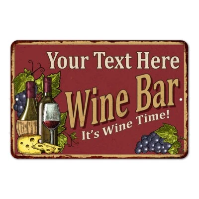 Letrero de bar de vino tinto personalizado decoración de bar en casa hora del vino blanco rojo 108120054001 Foto 1 de 4