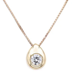 Ganning 14K Yellow Gold 0.50 Ct Diamond Pear Pendant Necklace - Picture 1 of 5