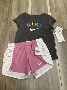 NIKE AUTHENTIC GIRLS ORIGINAL BRAND NEW 2Pc Tee & SHORTS SET Sz 6 NWT MSRP $40 - Picture 1 of 5