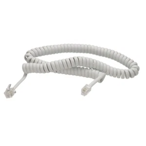 2m Telephone Handset Coiled RJ10 Plug to RJ10 Plug Cable Lead - WHITE - Picture 1 of 6