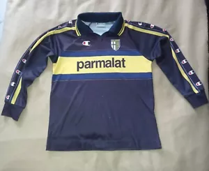 Vintage Maglia Calcio Bambino Ragazzo 140cm 9/10yr Parma Champion Parmalat LEGGI - Foto 1 di 24