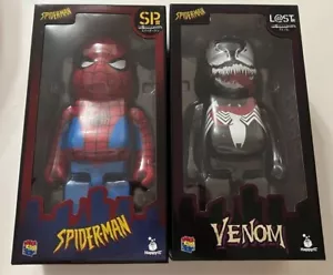 Bearbrick Venom Spider-man Set of 2 400% Happy Lottery Kuji Be@rbrick Medicom - Picture 1 of 3