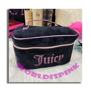 ๐ Juicy Couture Black Velvet Train Case Travel Toiletry Signature Iconic Z8570 - Picture 1 of 5