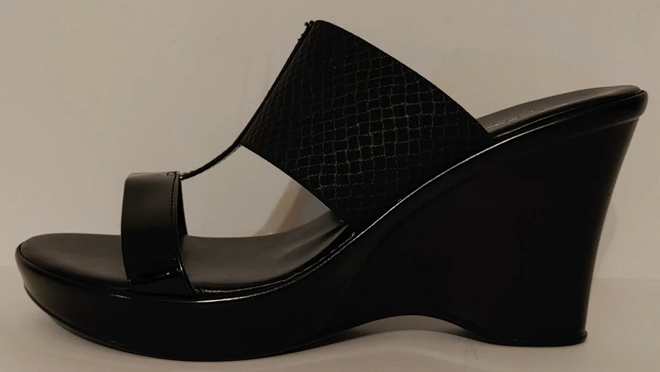 NEW!!  Contesa Black Wedge Sandals 3"  Wedge Heels Size 9W US 39W EUR - Image 1 of 3