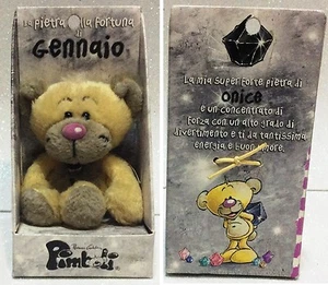 DIDDL PELUCHE ORSETTO PIMBOLI CON COLLANA PIETRA DEL MESE GENNAIO ONICE JANUARY - Picture 1 of 1