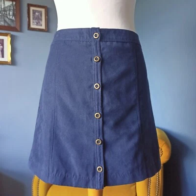 Hollister Size Small Navy Blue Faux Suede Button Front A Line Skirt - Image 1 of 4