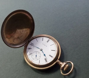 Nice  Antique Elgin Pocket Watch With Inscription Hunter Case Working - No Glass - Picture 1 of 8