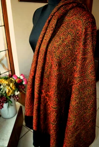 GENTs LOHI Designer Jamavar Shawl ~100% Cashmere Pashmina ~Paisley Jamawar - Picture 1 of 10