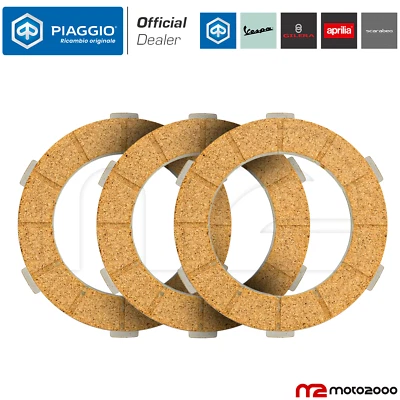 SERIE 3 DISCHI GUARNITI ORIGINALI FRIZIONE 1 MOLLA PER PIAGGIO APE 50 - Immagine 1 di 4