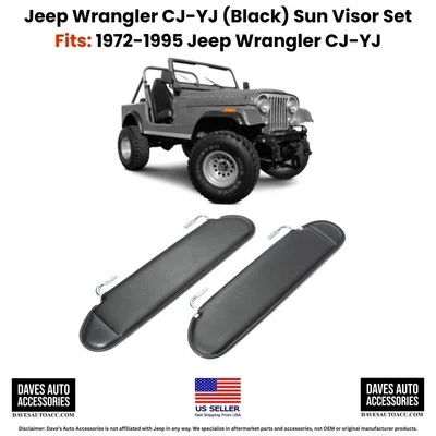 Par de parasoles Jeep CJ-YJ Scrambler Wrangler 1972-1995 (negro) - Hecho en EE. UU. Foto 1 de 4