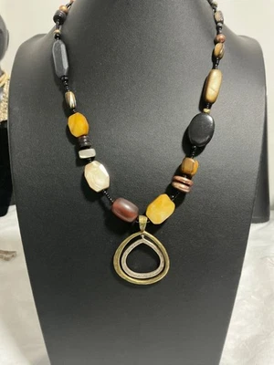 Silpada N1787 Hammered Sterling Silver & Brass Double Teardrop Pendant Necklace - Image 1 of 4