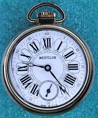 Relógio de bolso masculino Westclox numeral romano manual vintage funciona peças como está lote - Imagem 1 de 3