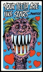 Tarjeta postal 1966 Topps Insult Monster #11 Tus dientes son como estrellas... POINTED EX+ - Imagen 1 de 2