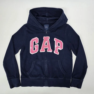 Gap Kids Girls Zip Up Hoodie Sweatshirt Size XL 12 Pink Sequins Blue Full Zip - Image 1 of 4