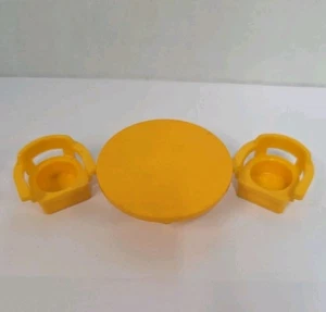 Fisher Price Little People 1970s Vintage Table And Two Chairs Yellow Family Home - Picture 1 of 10