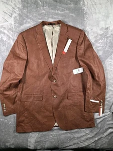 NWT Perry Ellis Linen Blend Speaker Blazer Jacket. 46L Rust Modern Fit - Picture 1 of 8