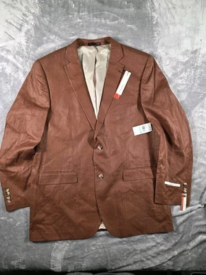 NWT Perry Ellis Linen Blend Speaker Blazer Jacket. 46L Rust Modern Fit - Image 1 of 4