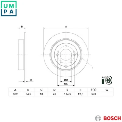 2x BRAKE DISC 0 986 479 E45 FOR HYUNDAI TUCSON/SUV/Van/III KIA SPORTAGE/IV 1.7L - Image 1 of 4