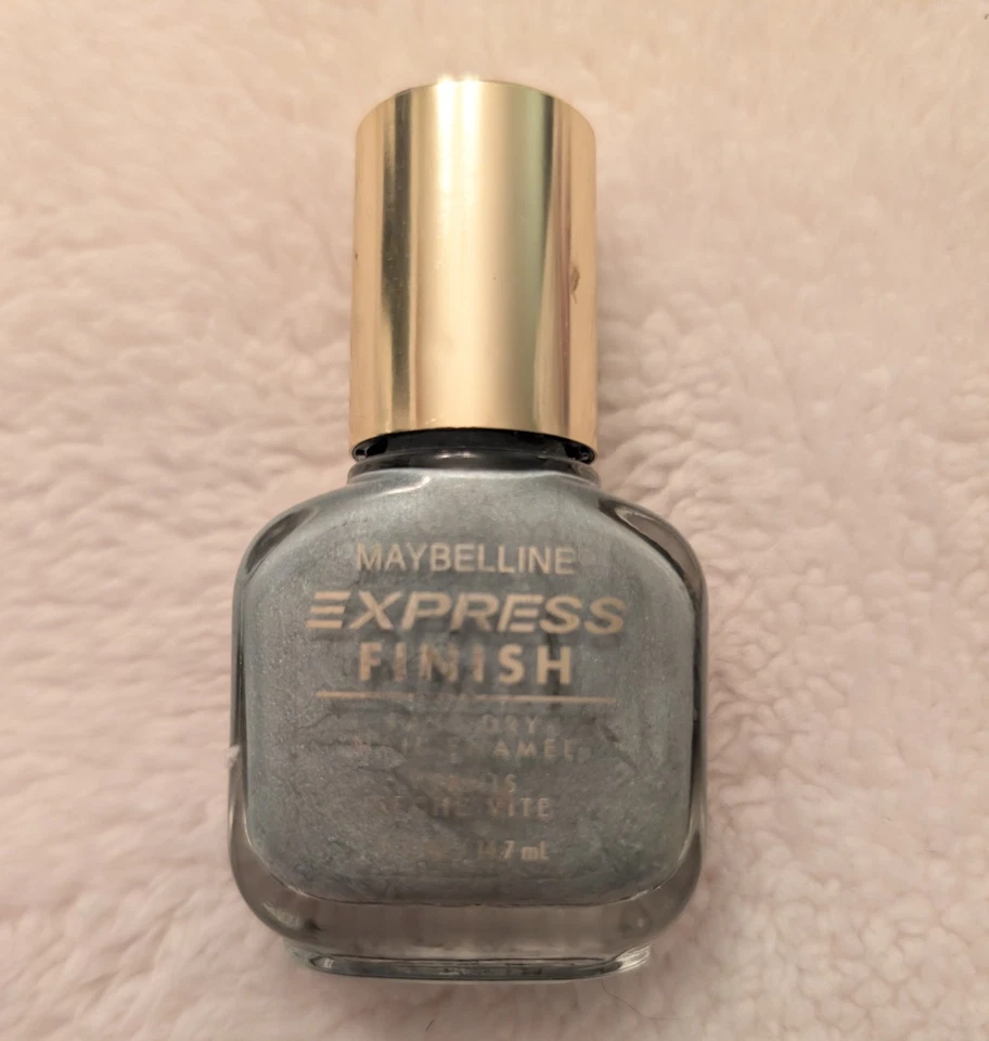 Vintage Maybelline Express Finish Fast Dry Nail Polish Pluto Pearl Blue - Image 1 of 4