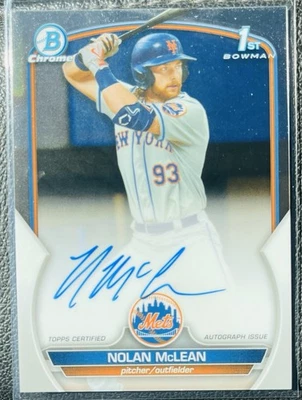 2023 Bowman Draft Nolan McLean 1st Bowman Chrome Auto New York Mets - Image 1 of 2