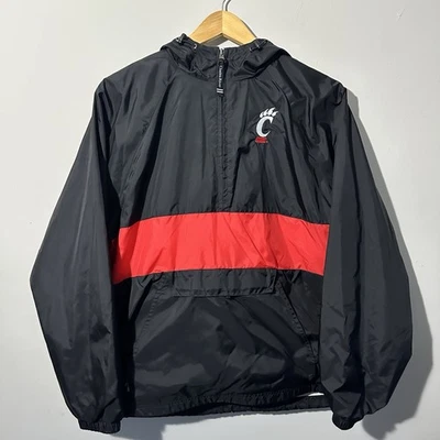 Chaqueta cortavientos vintage Cincinnati Bearcats con capucha para hombre talla mediana negra Foto 1 de 4